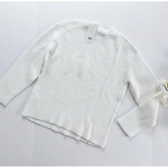 NEW Vince Women's White Ribbed Cotton Sweater Crew Neck Pullover Size XS - Picture 4 of 5